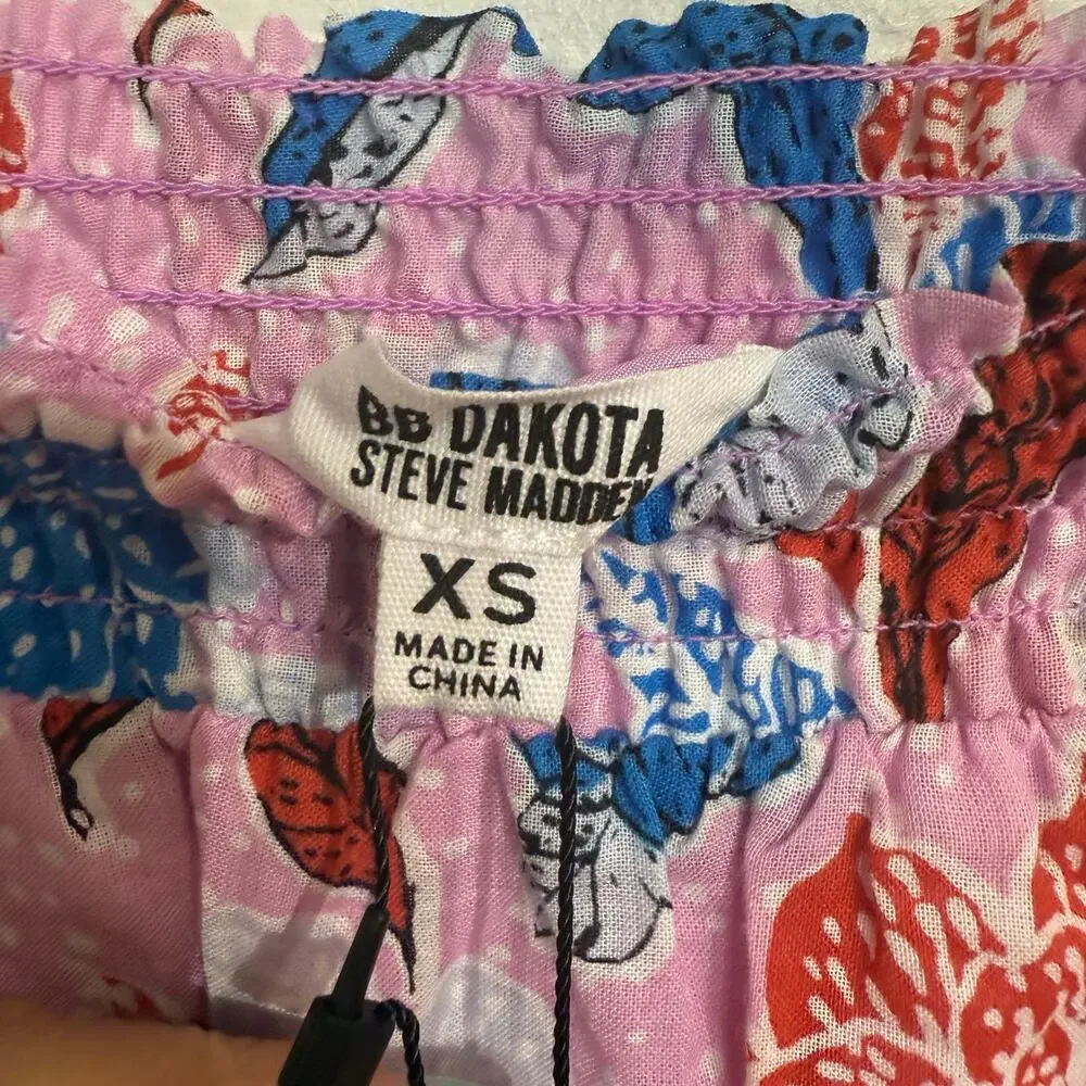 BB Dakota by Steve Madden Pink Floral Print Tiered Ruffle Mini Skirt Sz XS NWT